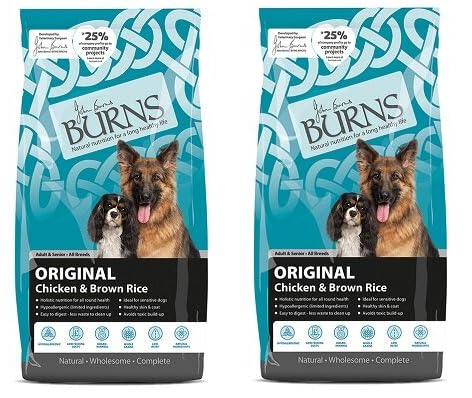 (2 Pack) Lothian Stores UK Burns Original Chicken & Brown Rice 12kg (Total 24kg) - Dry Dog Food