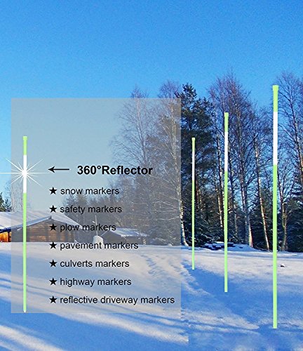 Fibermarker 20-Pack Solid Snow Markers 72-Inch Reflective Driveway Markers 5/16-Inch Dia Snow Poles Green For Snow Plowing #TOP2