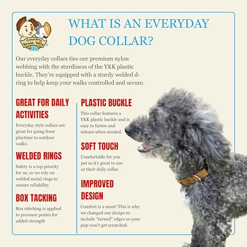 Country Brook Petz 25+ Hundehalsband aus Nylon, mit Schnellverschluss-Schnalle, robust, hergestellt in den USA (klein, 1,9 cm breit, Coyote Tan)-5