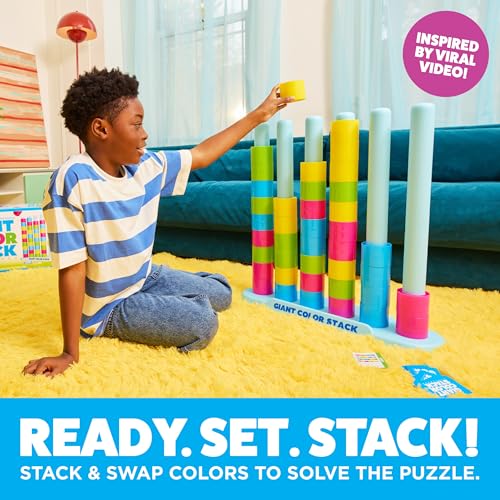 Image of Giant Color Stack Challenge by Relatable - Strategy Stacking Game with 50 Puzzles, Backyard & Lawn Activity for Summer Parties, Outdoor Fun for Families & Groups, Ages 6+