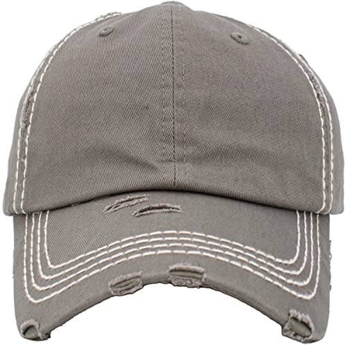 Image of KBETHOS Vintage Washed Distressed Cotton Dad Hat Baseball Cap Adjustable Polo Trucker Unisex Style Headwear