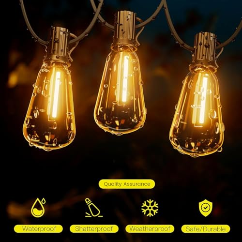 Torkase Garden String Lights, 18M/60FT IP54 Waterproof LED Festoon Lights Outdoor - Image 2