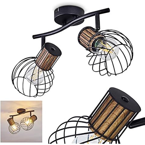 Lámpara de techo Koler estilo vintage madera/metal 2 focos Cover