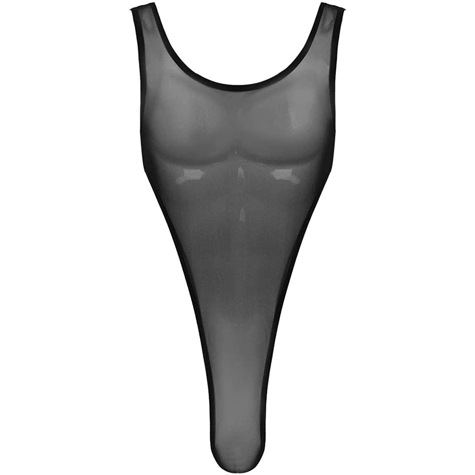 Buy Men's One Piece Mesh See Through Mankini Bodysuit Leotard High Cut