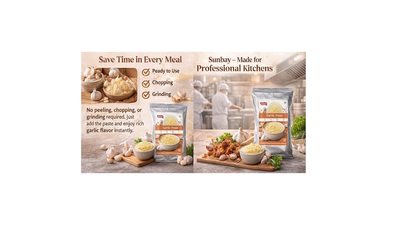 Sunbay Garlic Paste | Premium Ready-to-Use Garlic Cooking Paste | Smooth & Aromatic | For Curries, Marinades & Gravies | 1 kg 2