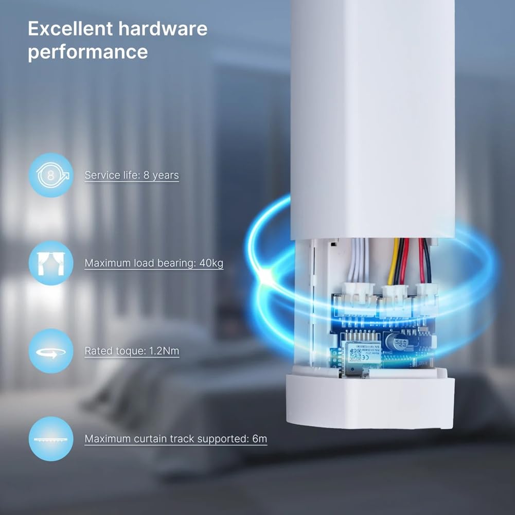 Tuya Zigbee Motor de Cortina Inteligente Abridor de Cortinas EléCtrico SúPer Silencioso para Riel de Cortina Control Remoto para Alexa Enchufe UE