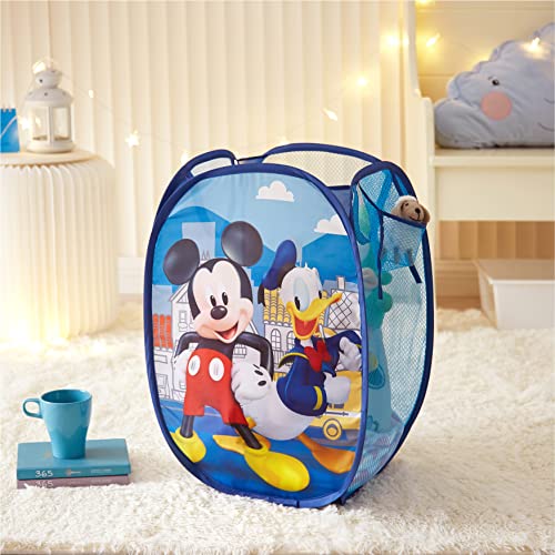 Image of Mickey Mouse Pop Up Laundry Hamper with Durable Carry Handles,Blue Kids Clothes Storage, 21 inch H x 13.5 inch W x 13.5 inch L