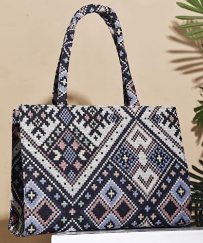 Image of Stylish Jute Tote Bag For Office and Laptop, Shopping Shoulder Bag, Shoppers Tote Handbags Lightweight Waterpoof Big Size, Grocery Bag, Eco Friendly Bags For Shopping For Women