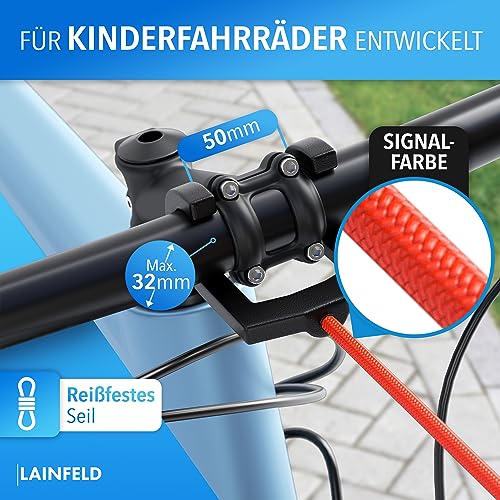 LAINFELD Kinder Fahrrad Abschleppseil | 2,5 Meter Abschleppsystem | Universell passend | Zugsystem Fahrrad Kinderfahrrad Abschlepp Seil Follow me