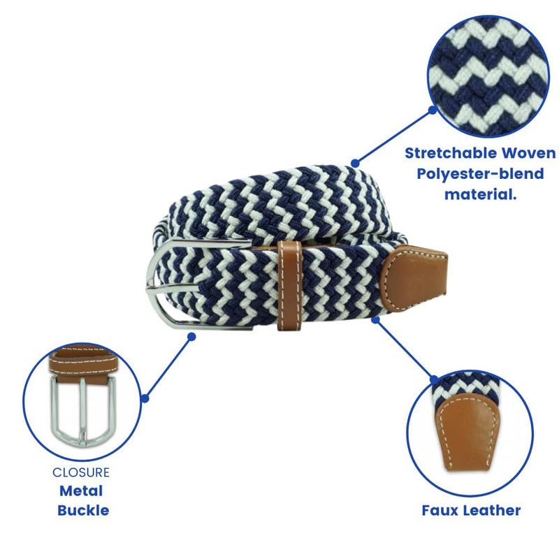 Image of The Tie Hub Unisex Stretchable Woven Fabric Belt | Adjustable, Hole-Free Design | Fits Up to 40 Inches Waist