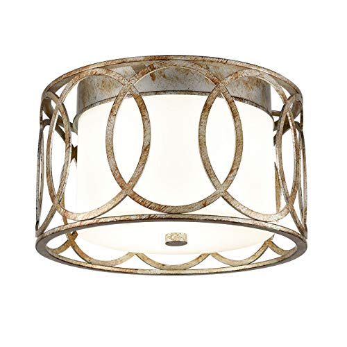 Vintage Rustic Flush Mount Ceiling Lights Drum Led Ceiling Light Fixture 15W 1200 Lumens 4000K