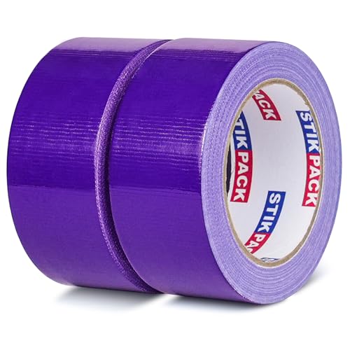 STIKPACK Colored Duct Tape 2 Rolls Heavy Duty Purple Duct Tape 9 Mil x 2 Inch x 25 Yards Flexible Strong No Residue Waterproof and Tear by Hand Multi-Use for Indoor & Outdoor Repairs