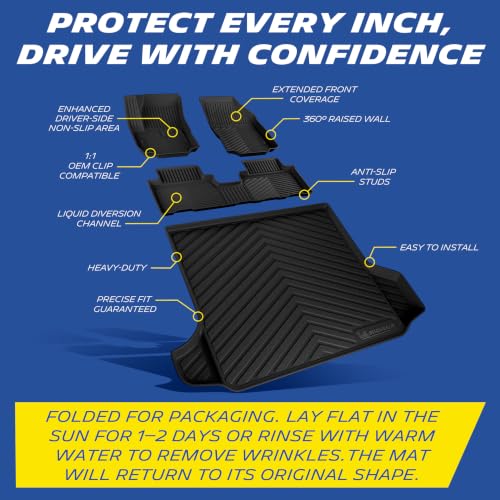 Image of Michelin Vehicle Mats for 2018-2024 Chevy Equinox Gas /GMC Terrain (4 Piece) | NOT Fit Equinox EV, Custom Fit, Non-Slip, All-Weather TPE Liner, Premier Series 4PCS