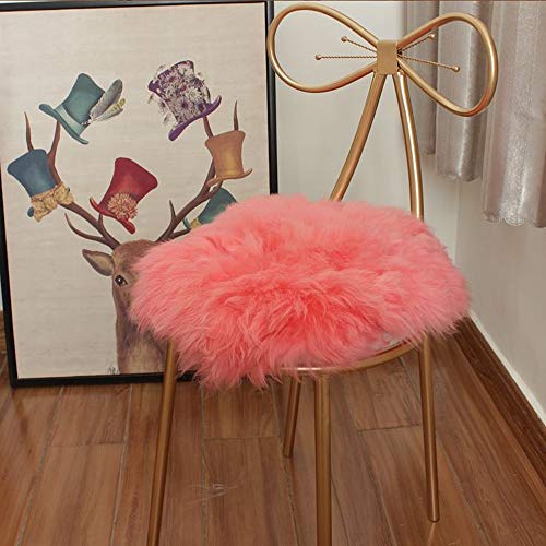Cojín de asiento redondo de lana de oveja suave para taburetes de bar y taburetes, acogedor, 30 x 30 cm, cojín de asiento de piel de oveja para mayor comodidad y estilo