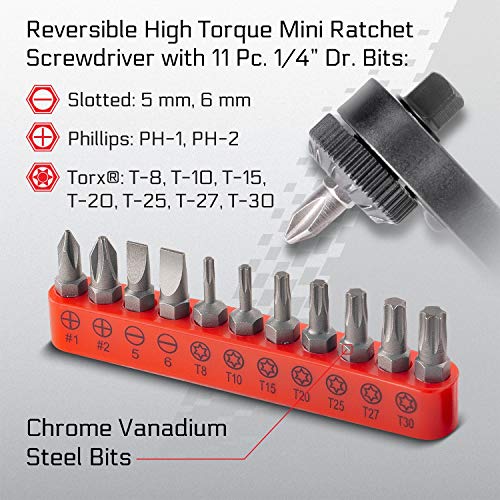 Carbyne 17 Piece Right Angle/Offset Mini Ratchet Wrench Screwdriver, 1/4 Inch Dual-Drive Head | Bit Set & Sockets | Crv Steel • From A Family-Run Tool Company Based In The U.s.a. #TOP2