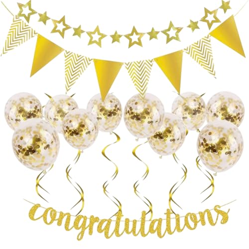 13Pcs Gold Congratulations Banner Graduation Decorations for Celebrations and Ceremonies Decorations for Parties and Events Congratulations Sign for Various Occasions