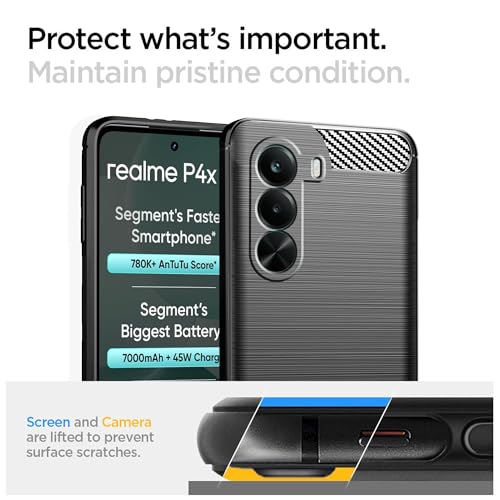 Image of Amazon Brand - Solimo Back Cover Case for Realme P4X 5G | Compatible for Realme P4X 5G Back Cover | 360 Degree Protection | Soft and Flexible (TPU | Matte Black)
