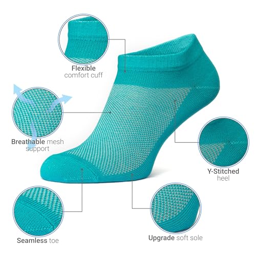 Image of Duna Ankle Socks for Womens - Ultra Thin Breathable Cotton Sport Socks - Athletic, Running, Low Cut, No Show (4 and 6 pairs)