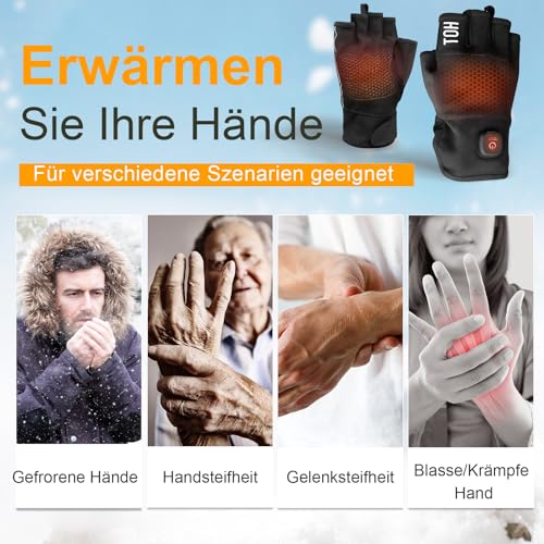 uncn Beheizte Handschuhe Fingerlos für Frauen Mann Arbeit Touchscreen Handschuhe für Winter Kaltes Wetter Wiederaufladbare Elektrik