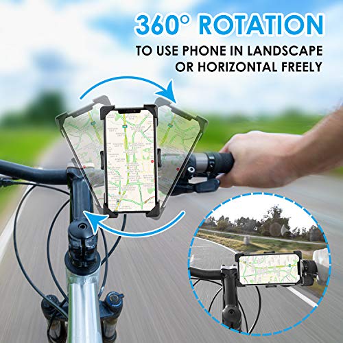 Bike Phone Mount, One-Touch Release Bike Phone Holder, 【Newest】 Gobeigo Anti Shake and Stable 360° Rotation Cell Phone Bicycle/Motorcycle Handlebar Mount for iPhone, Samsung & Smartphone in 4\" - 7\"