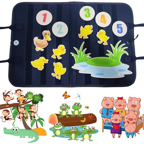 Felt Flannel Board Story Set of 4 for Toddlers, Felt Flannel Story Board Pieces with Felt Flannel Board for Classroom Preschool Felt Board Activity, Felt Book Flannel Board Story for Preschoolers