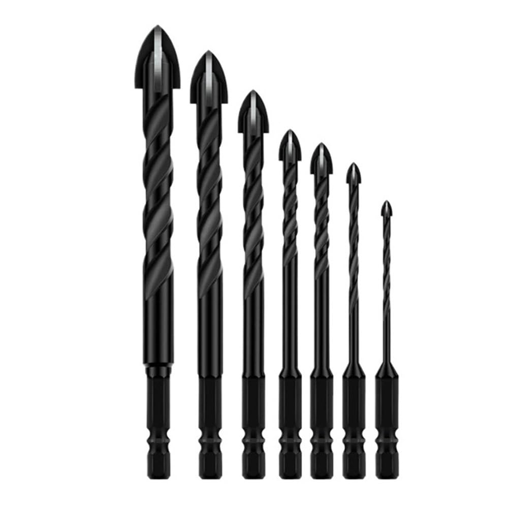 Herramienta de perforación de vidrio Juego de 10 brocas carburo tungsteno aleación dura, hexagonales cruzadas for azulejos, abridor agujeros for cerámica y vidrio