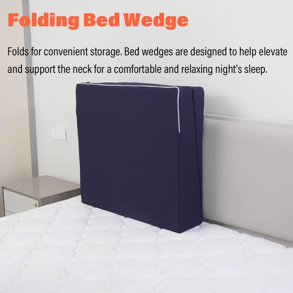 cuña antireflujo adulto Almohada de cuña de cama, Elevador de colchón de cuña Reducir el dolor de cuello y espalda - Cojines de inclinación plegables para dormir, reflujo ácido, poscirugía, ERGE ( Col