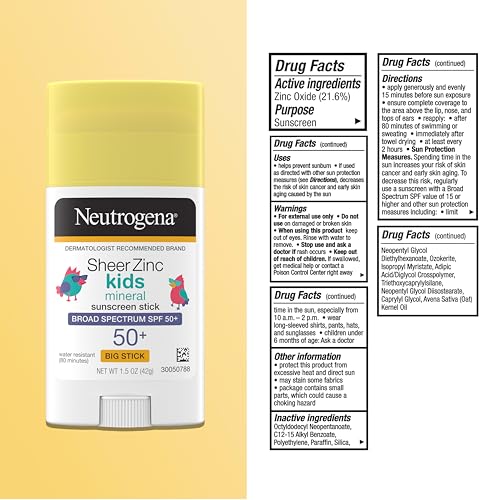 Neutrogena Sheer Zinc Oxide Kids Mineral Sunscreen Stick SPF 50+, 1.5 oz | Broad Spectrum Protection, Water-Resistant Sunscreen Stick, Gentle on Sensitive Skin, Dermatologist Recommended - image 8