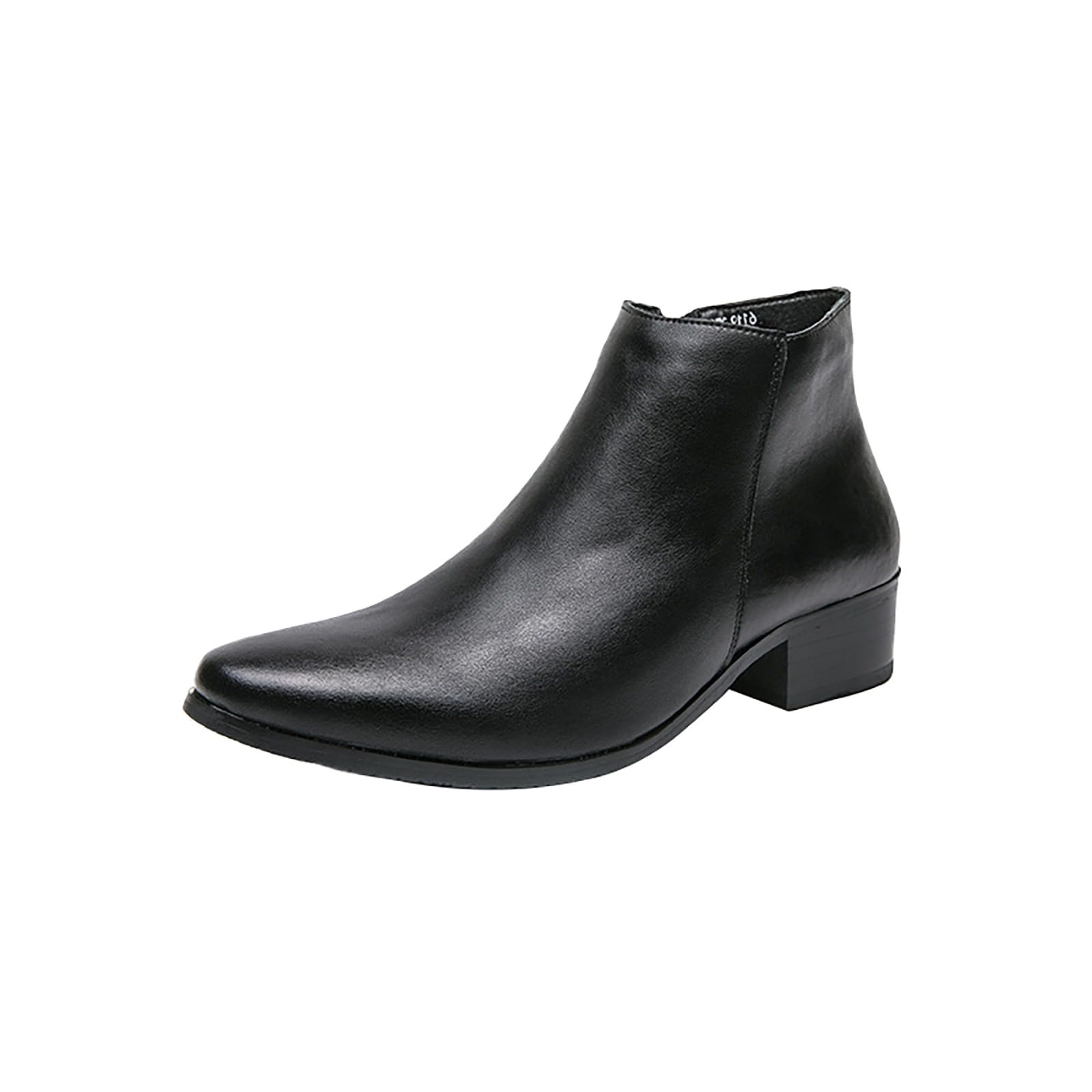 Stivaletti da uomo a punta con tacco basso in pelle sintetica di poliuretano, larghi, stivaletti da salotto per passeggiate all'aperto, scarpe Oxfords antiscivolo eleganti con cerniera laterale