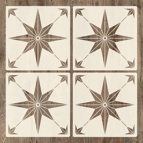 12x12 Inch Floor Stencils Tile Stencil, 4Pcs Furniture Wall Garden Floor Patio Bathroom Painting Floor Decor DIY Reusable