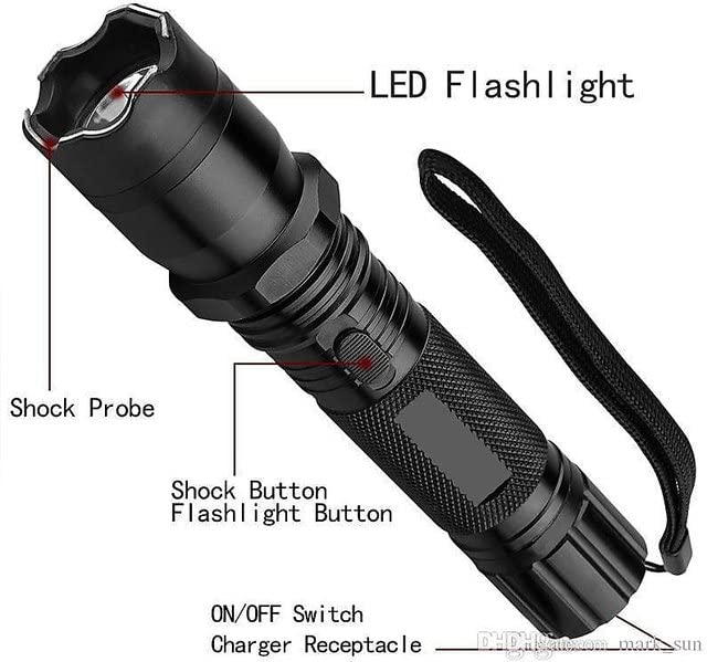 Image of Metal Alloy 1101 LED 2 in 1 Rechargeable Flashlight Torch for Outdoor Indoor Emergency| Portable Handheld Tactical Light | Super Bright Long Distance Beam with Women Safety Gadgets