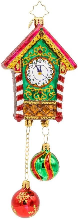 Christopher Radko Hand-Crafted European Glass Christmas Tree Decorative Ornament, Jolly Timekeeper