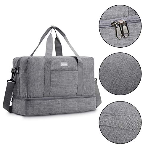 Gym Bag Shoes Compartment Shoulder Bag Travel Duffel Bag Swim Bag for Women and Men (Gray XL)