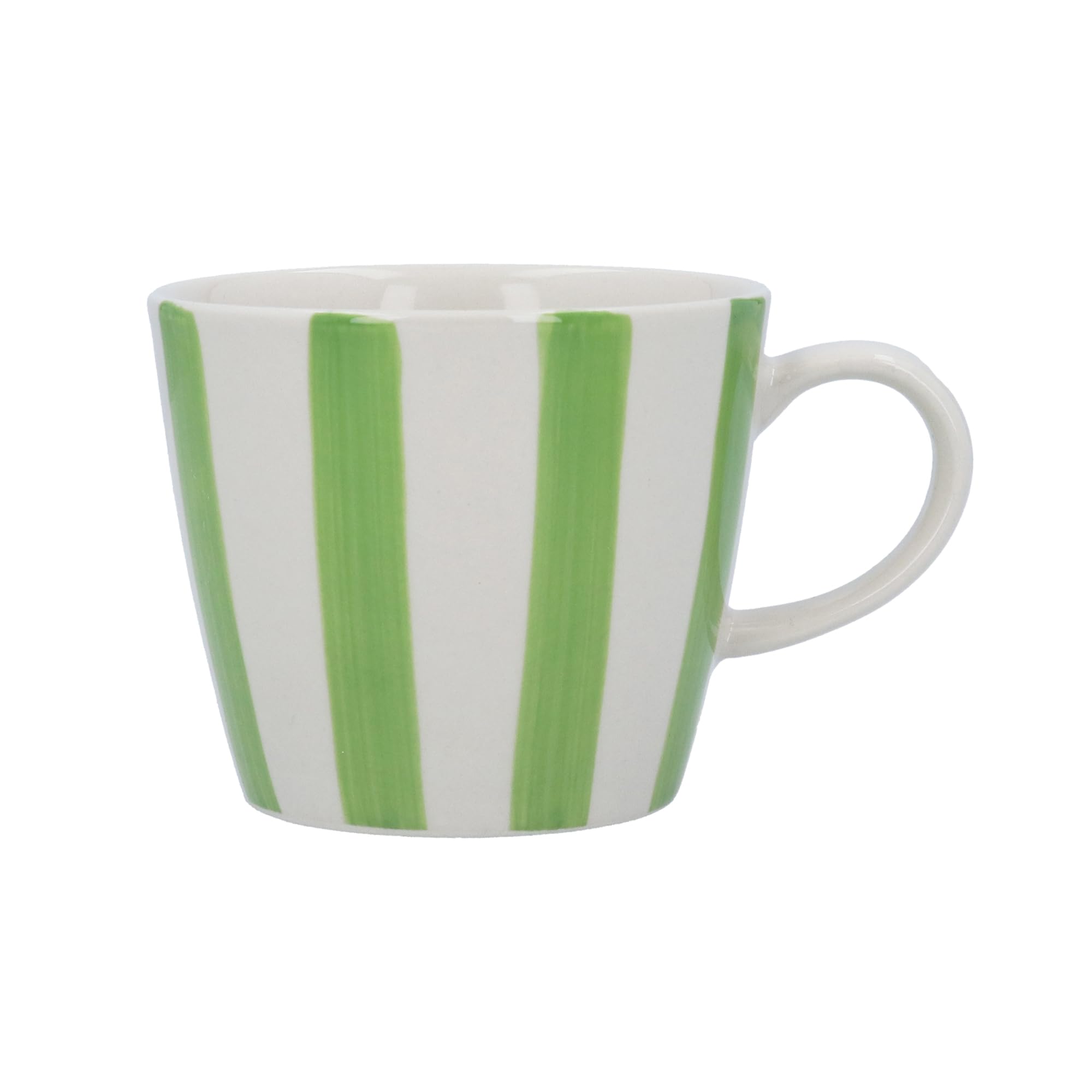 Gisela Graham Striped Stoneware Mug, 300ml (Green)