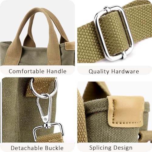 Image of Small Tote Bag with Zipper, 2024 Canvas Multi-Pocket Crossbody Bag Shoulder Bag Satchel Hobo Bag Messenger Bag