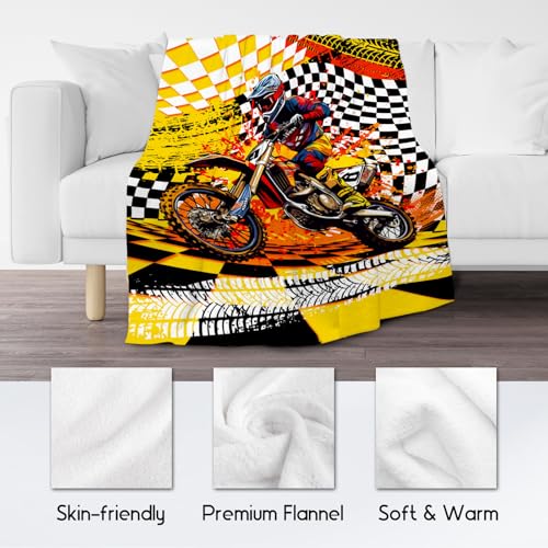 Blanket for Boys, Dirt Bike Blanket for Kids, Toddler Throw Gifts, Cool Plush Throw for Men & Adults, 60"x80"