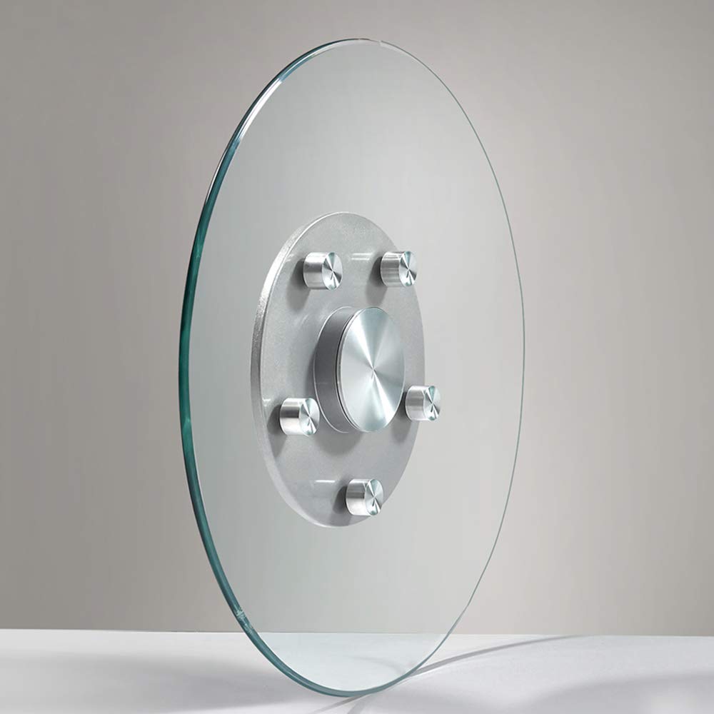 Plateau tournant de 60 cm / 24 Pouces Grand Plateau tournant en Verre trempé Lazy Susan Plateau de Service Rotatif pour Table à Manger, Base en métal silencieuse, antidérapante, Non inclinée