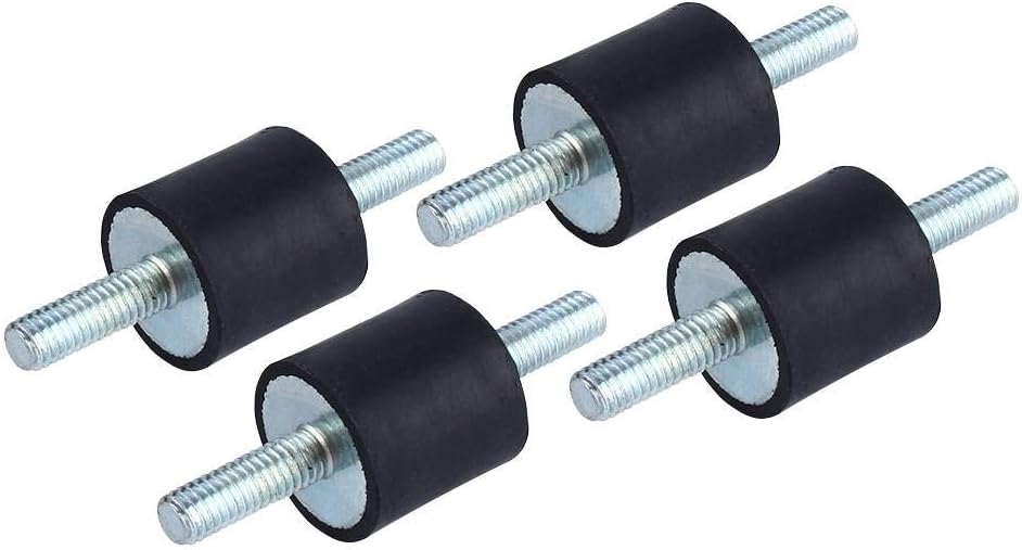 M6 Rubber Mount, 4 Pieces Anti-Vibration Isolator Rubber Vibration Isolation Mounts with Studs Bobbin Isolator Damper Tear Strength More Than 45N/mm - 14Mpa, Dual Male Thread 20 x 20 mm