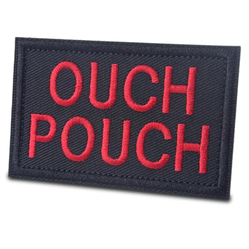Demearly 2-Pack Ouch Pouch First Aid Patch Medic Morale Tactical Patches Hook and Loop Embroidery Emblem for Backpacks Bags Harness Vests Hats (Red & Black)