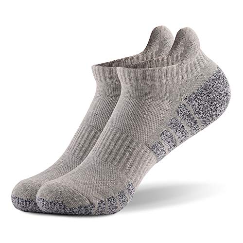 Horett 6 Pares de Calcetines Deportivos Tobilleros, Cálidos, Transpirables, Ligeros e Invisibles para Correr, Ciclismo, Maratón y senderismo. (Gris claro)