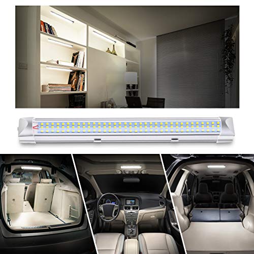 ROYFACC 108 LED Interior Light Bar Lamp Universal Strip Lighting 12V 6W for Car Camper Van Bus Caravan Boat Motorhome Kitchen Bathroom with ON/Off Switch (2 Pack)