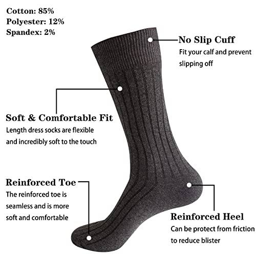 Men's Dress Crew Socks 5 Pairs Mens Cotton Calf Business Formal Socks Soft Breathable Athletic Long Sport Socks2