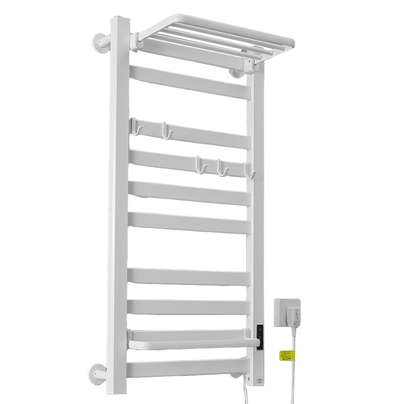 Towel Warmer 10 Curved Bars Bath Towel Heater Electric Heated Towel Rack with Timer & 6-Level Adjustable Temperature, IP44 Waterproof Wall-Mounted Plug-in Heated Towel Warmer Rack for Bathroom Spa