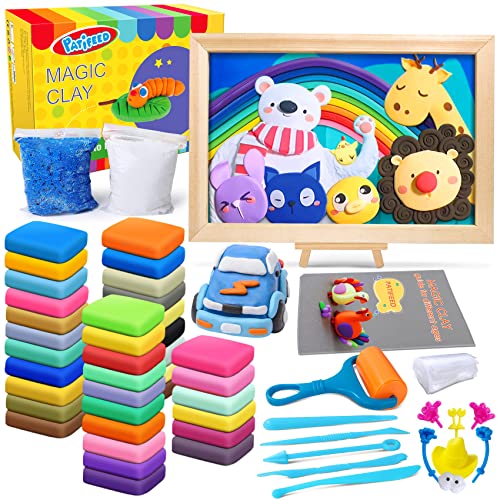 Modeling Clay Kit, 36 Colors Air Dry Magic Clay, Ultra Light Soft DIY Molding Clay with Tools Photo Frame Foam Clay Accessories, Creative Arts and Crafts Gift for Kids Boys Girls Age 3-12 Year Old