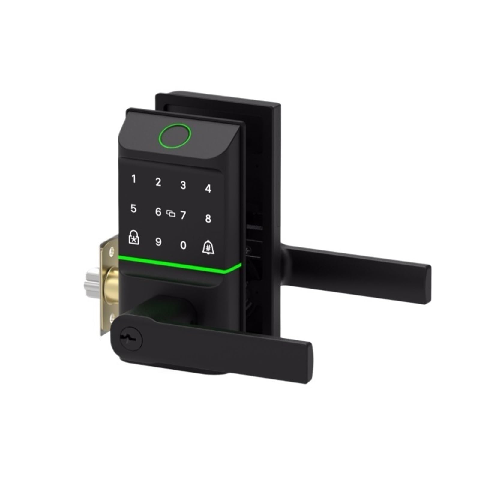 Serrure de porte intelligente d'entrée sans clé, avec poignée, verrou biométrique à pêne dormant à empreintes digitales, for porte d'entrée de maison