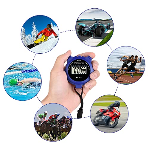 Vicloon Digital Sport Stoppuhr Timer, Digitale Stoppuhr mit Großem Display, Sport Stoppuhren mit Wecker, Kalender, Woche, für Trainer, Schiedsrichter, Basketball, Laufen, Schwimmen(Blau)