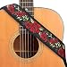CLOUDMUSIC Guitar Strap Red Rose Pattern Jacquard Woven With Black Leather Ends For Acoustic Electric Bass (Red Roses)