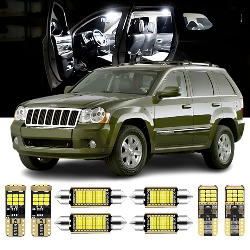16 Pieces Grand Cherokee WJ WK LED Interior Lights Kit for Jeep Grand Cherokee 1999 2000 2001 2002 2003 2004 2005 2006 2007 2008 2009 2010 White Interior LED Bulbs + License Plate Lights, Install Tool