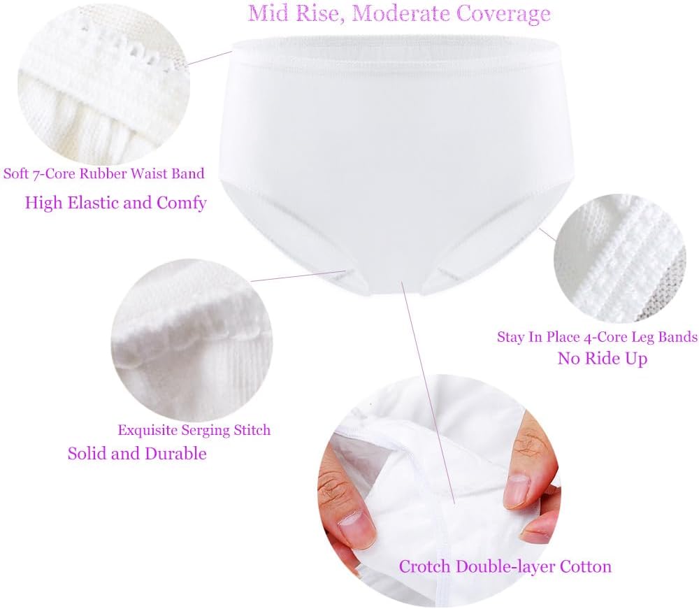 STARLY Women's Disposable Pure Cotton Underwear Travel Panties High Cut Granny Briefs White/Macarons/Black (10pcs) - Image 4