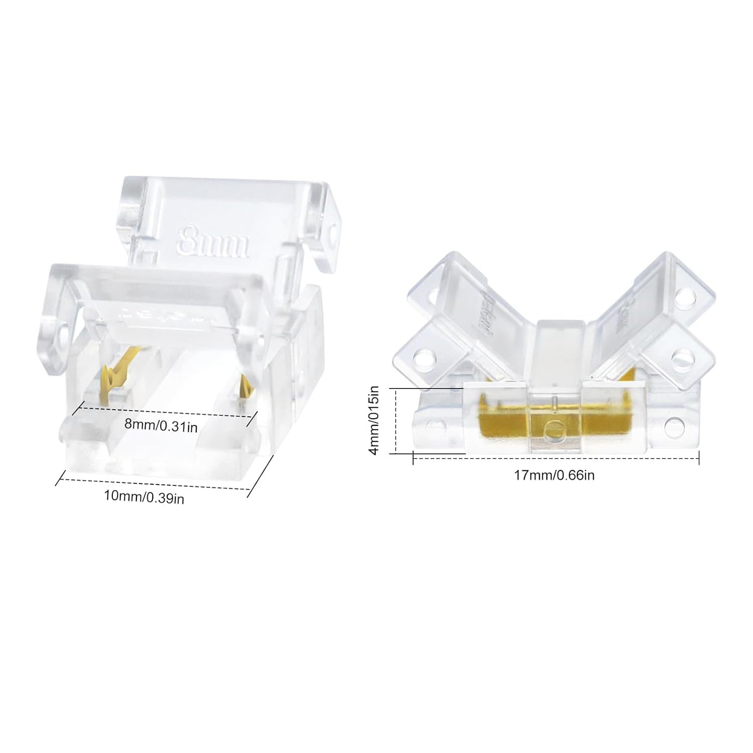 TOKERU LED Strip Connector, 20 Pack, 8mm, 2-Pin (Strip to Strip (COB), 8mm, Transparent - Image 3